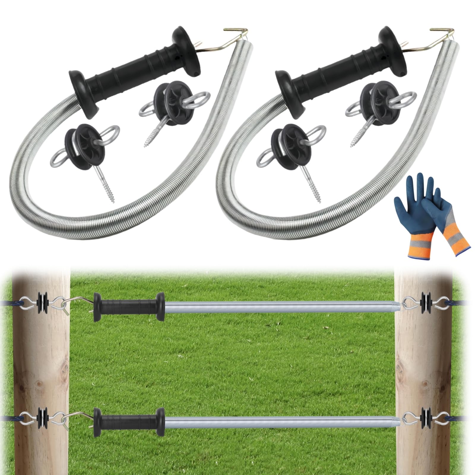 CYM-INSIST electric fence gate kit pair with spring for quick gate access without power loss