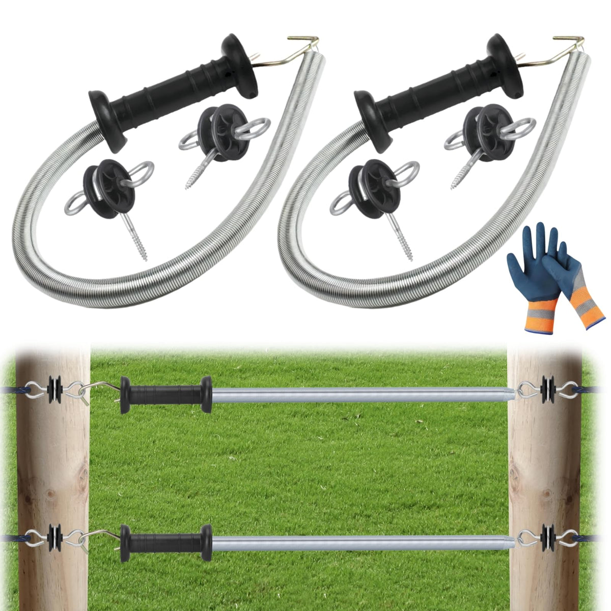 CYM-INSIST electric fence gate kit pair with spring for quick gate access without power loss
