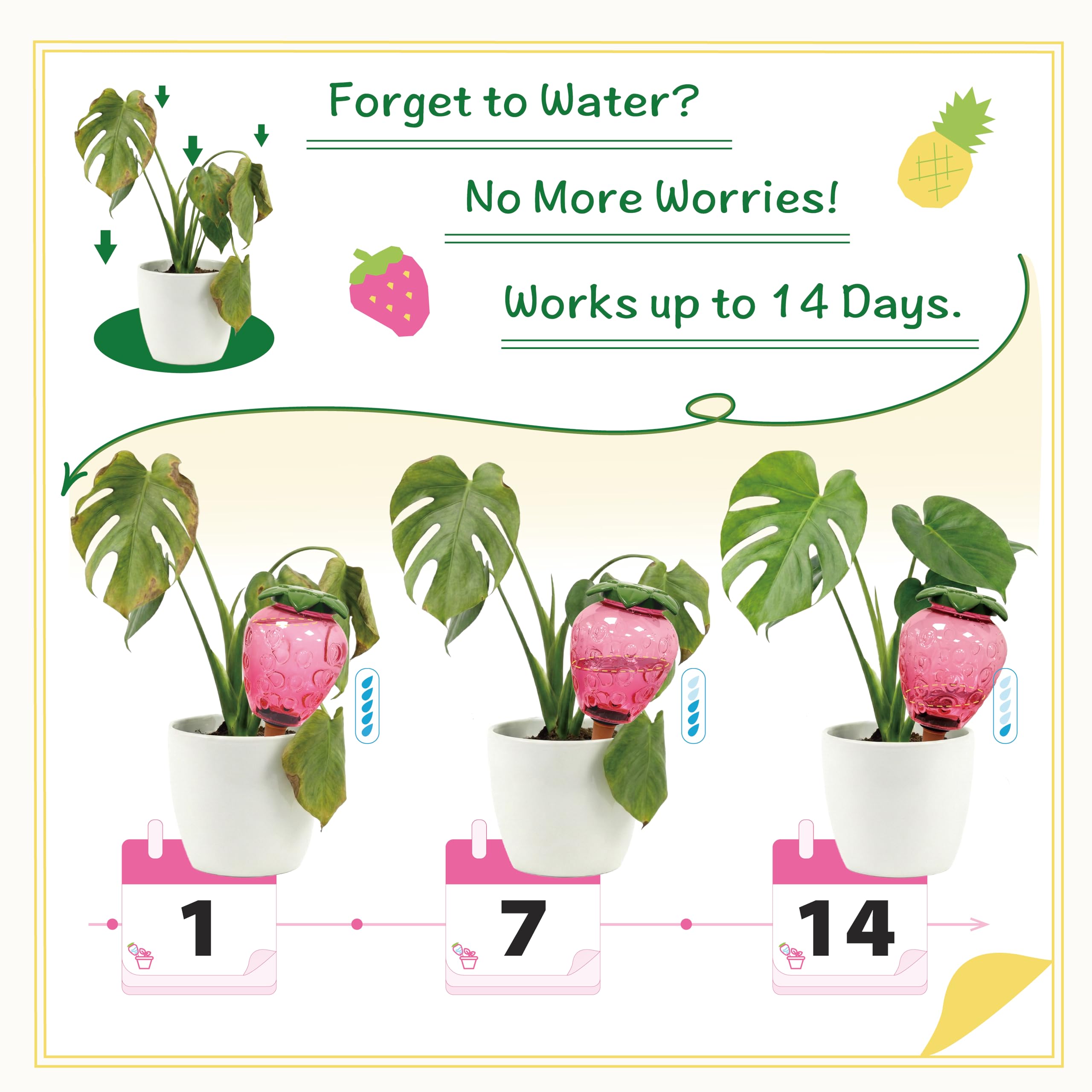 Cynevaris 19oz self-watering globe inserted into soil for long-lasting hydration.