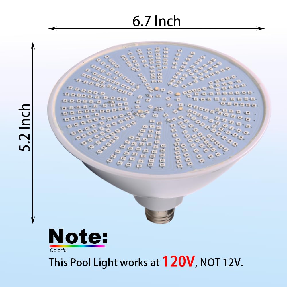 Cynlink LED pool light displaying blue, red, and green color options.