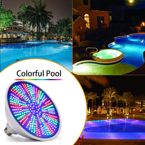 LED underwater pool light showing dynamic color modes for large pools.