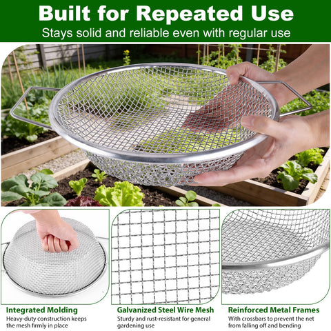 Cyrico 1/8-inch mesh provides fine soil screening for delicate material.