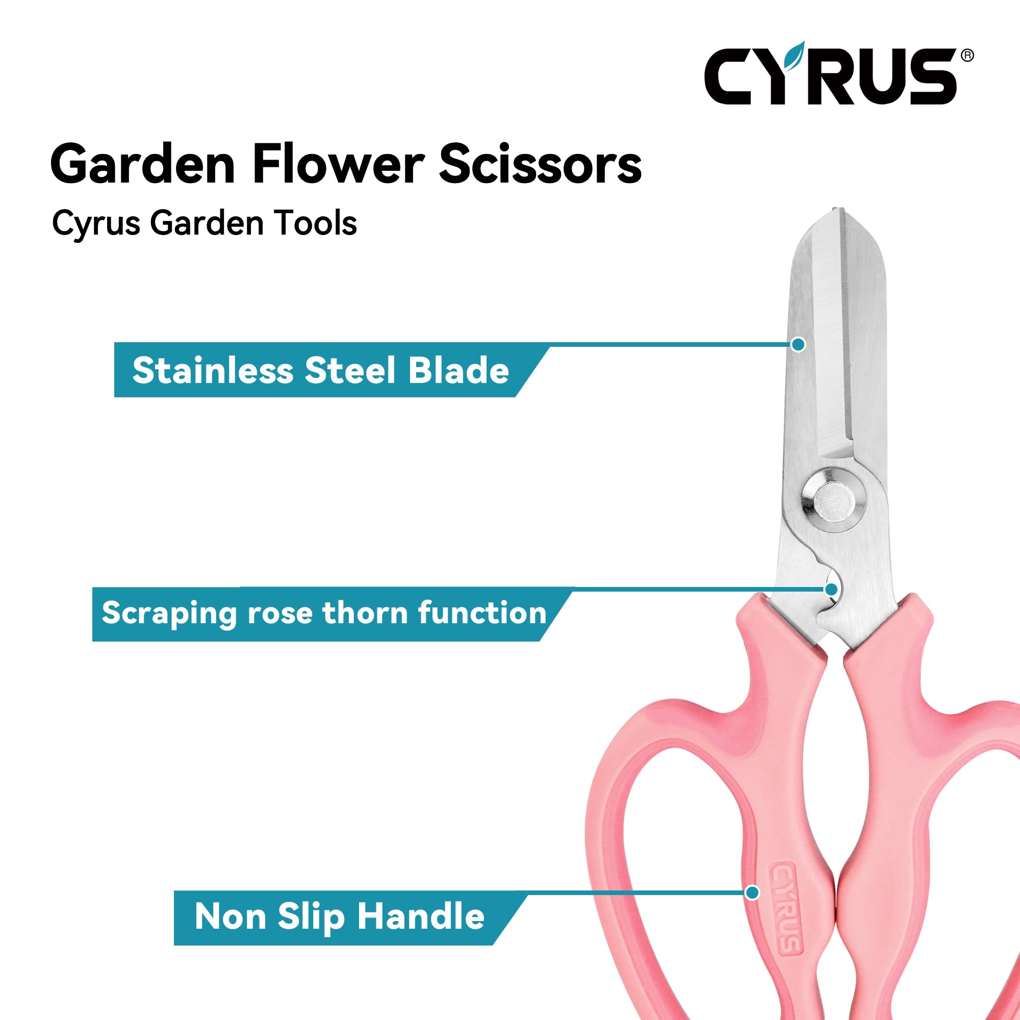 CYRUS garden shears ergonomic comfort grip reduces hand fatigue