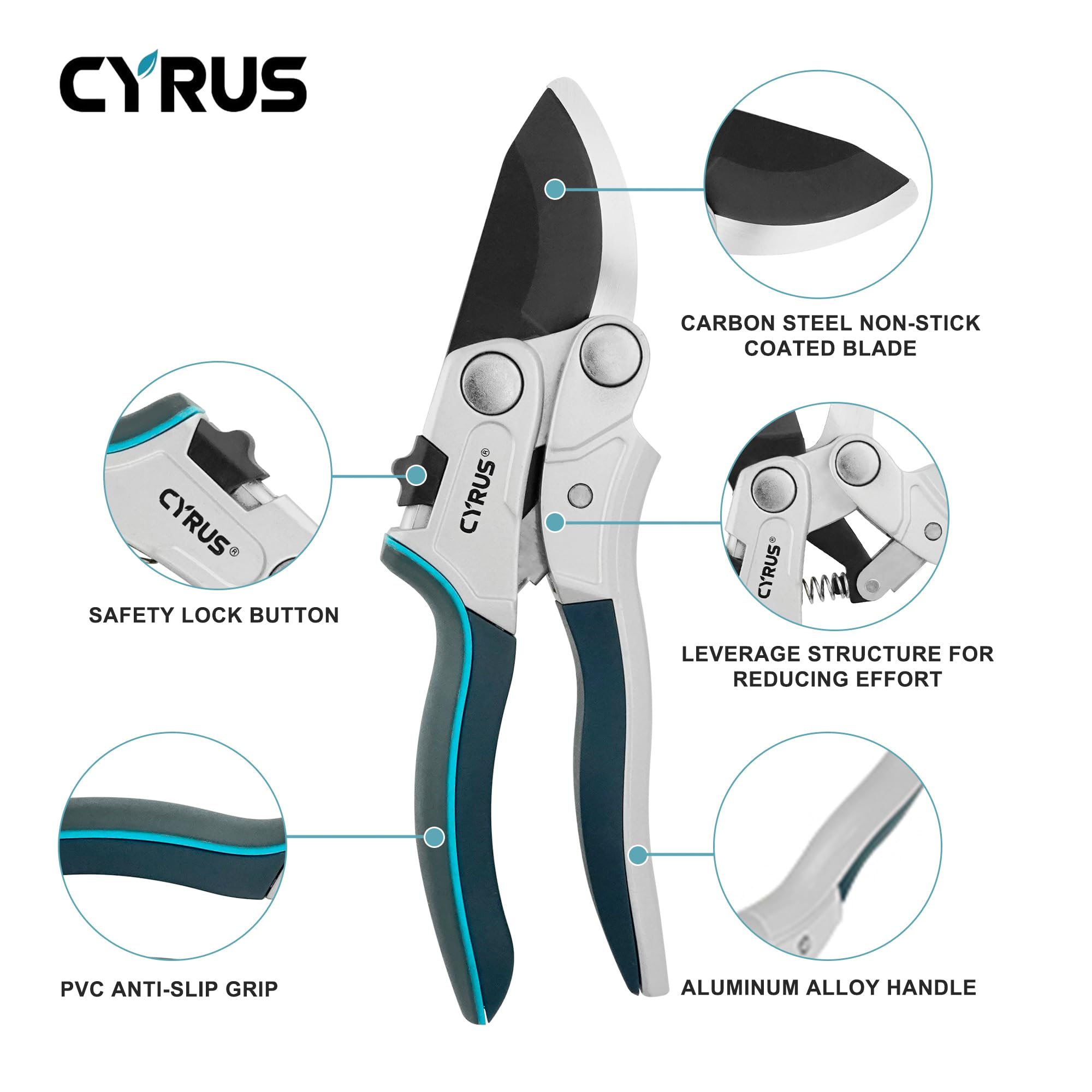 CYRUS pruning shears safety lock for safe storage