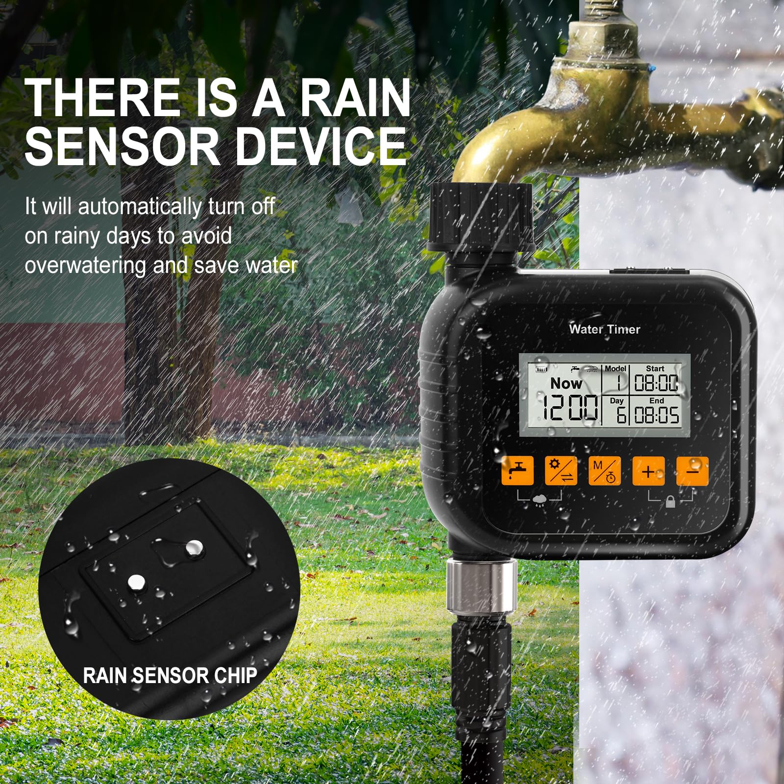 CYWEN MARDEN sprinkler timer rain sensor active and stopping water