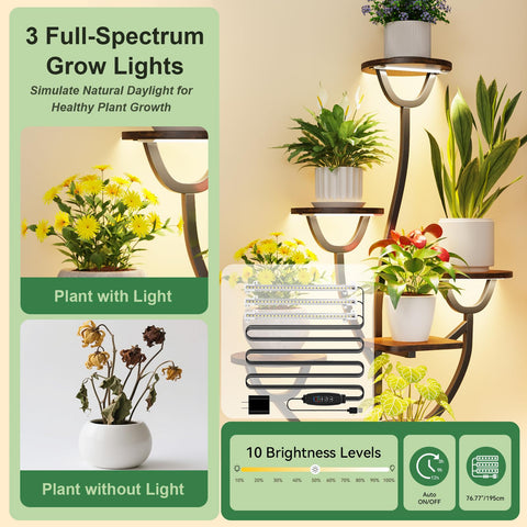 CYXPHION 7-tier plant shelf fits multiple pots, saves space in compact rooms.