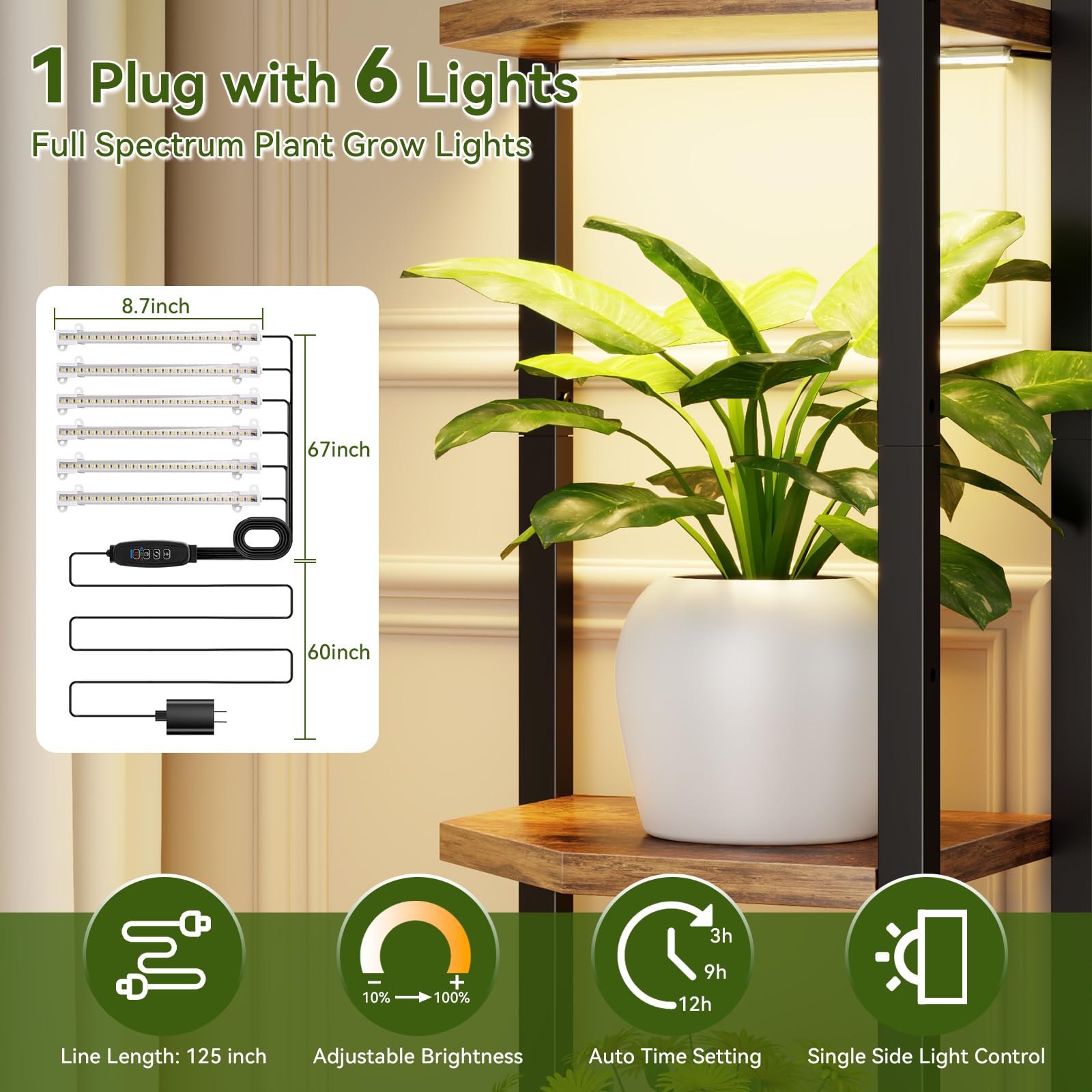CYXPHION C1 grow lights in action, adjustable brightness for varied plant needs