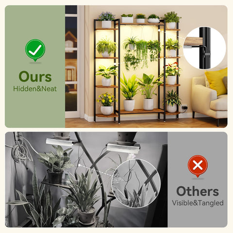 CYXPHION C1 plant stand 6-tier shelf, side view highlighting sturdy frame and hooks