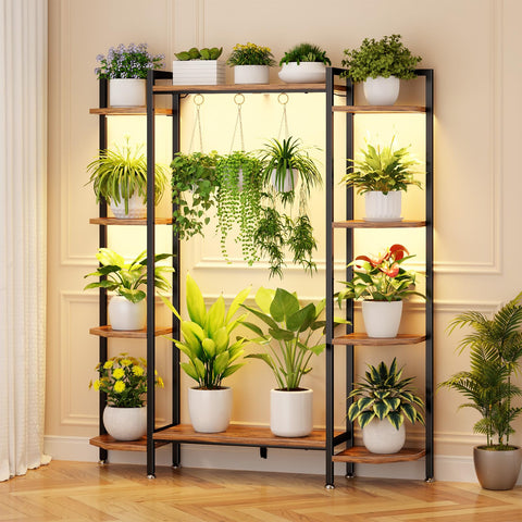 CYXPHION C1 plant stand with grow lights, front view showing six-tier display for indoor greenery
