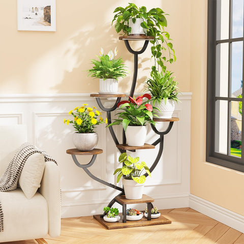 CYXPHION heavy-duty iron frame offers sturdy support for tall plant displays.