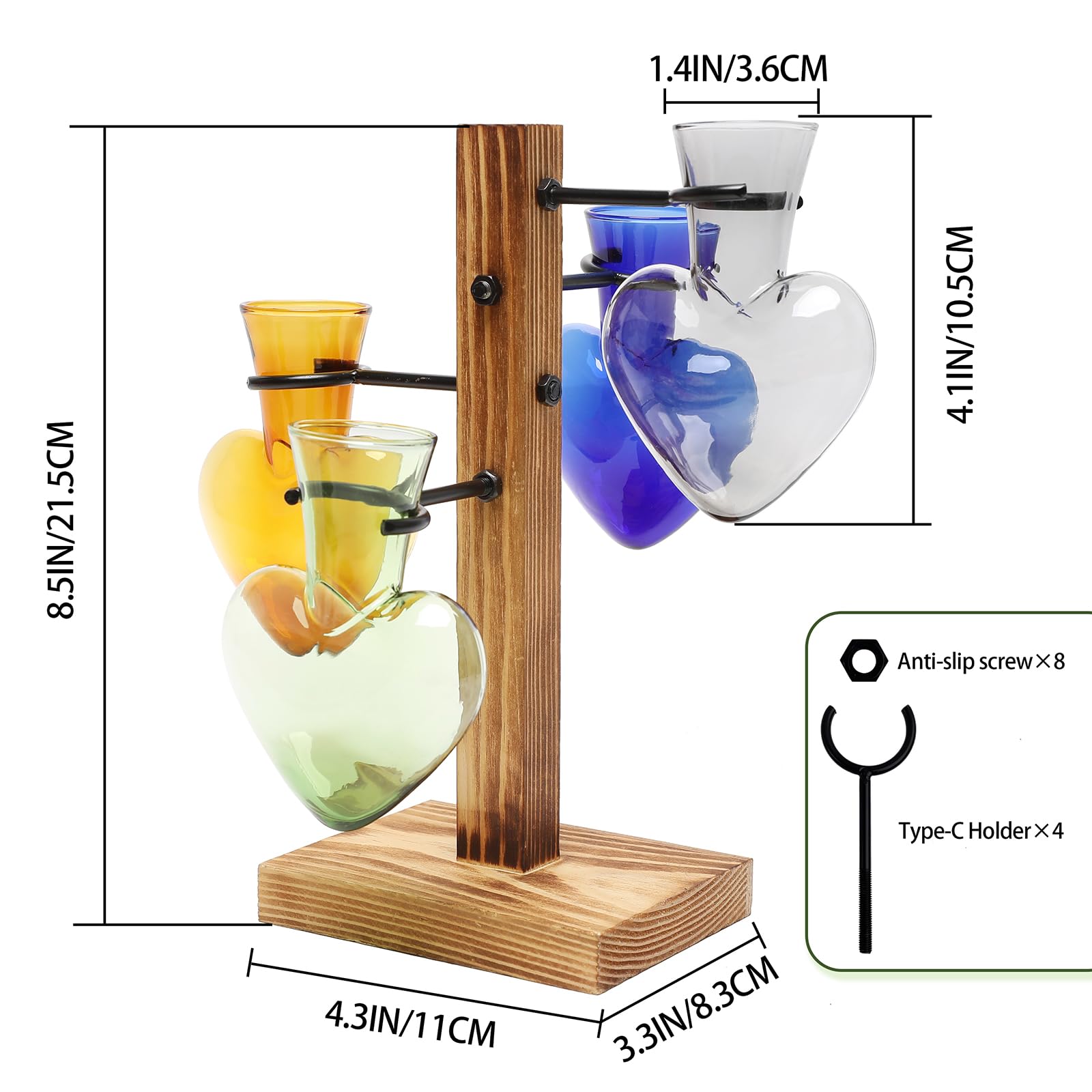 CYZglass colored glass vase Love Bulb design highlights vibrant propagation at home.