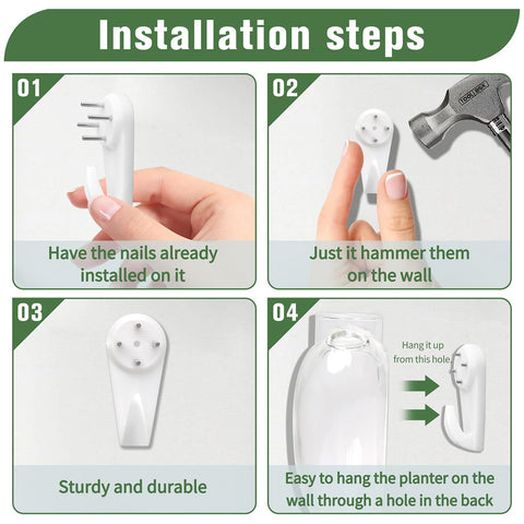 CYZglass wall-hanging planter package content reveals 3 containers and 4 hooks