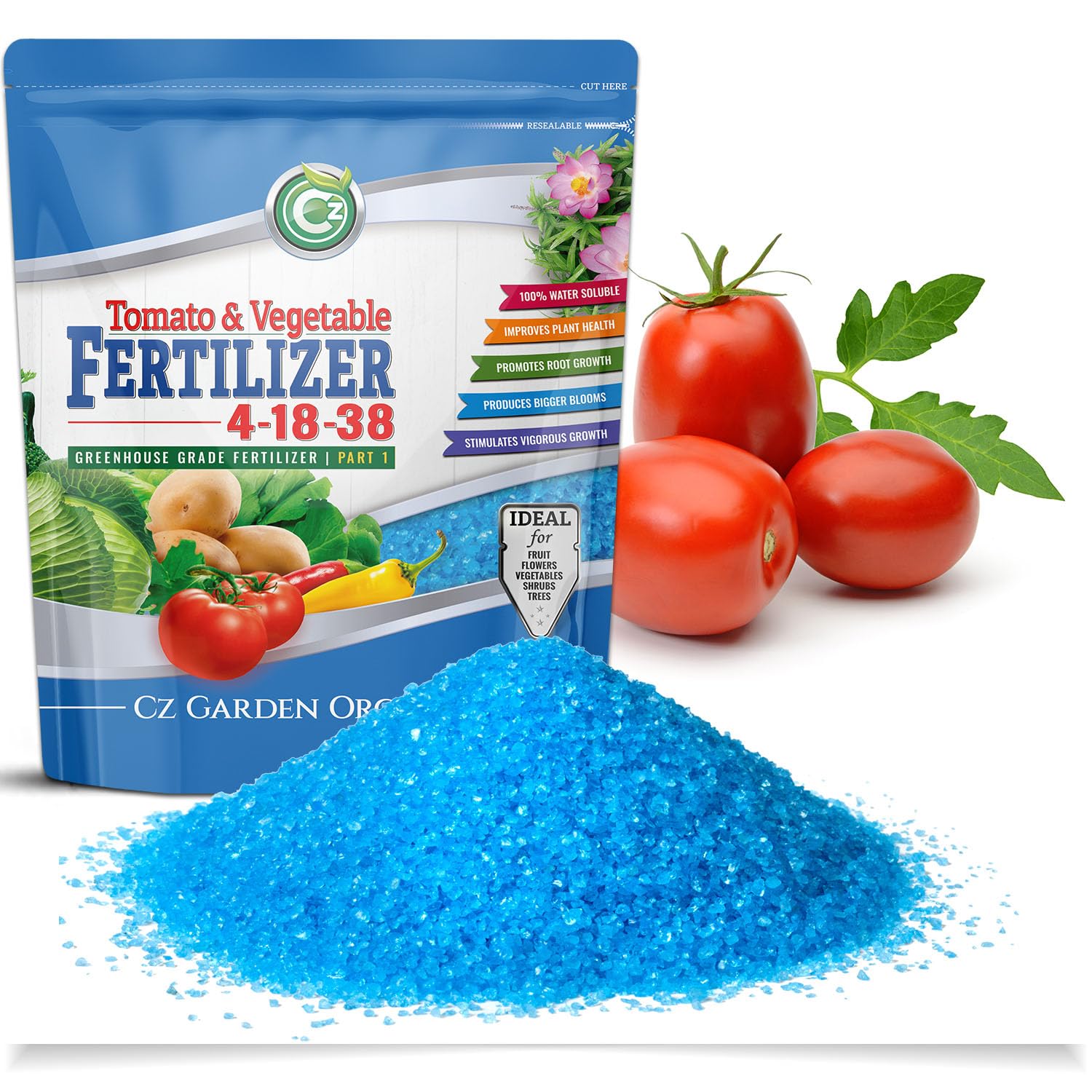 Cz Garden 4-18-38 fertilizer bottle front for hydroponics and soil gardens