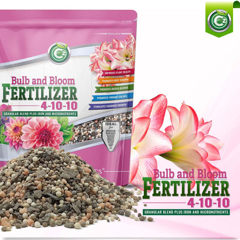 Cz Garden bulbs and flowers receiving nutrients in a garden bed