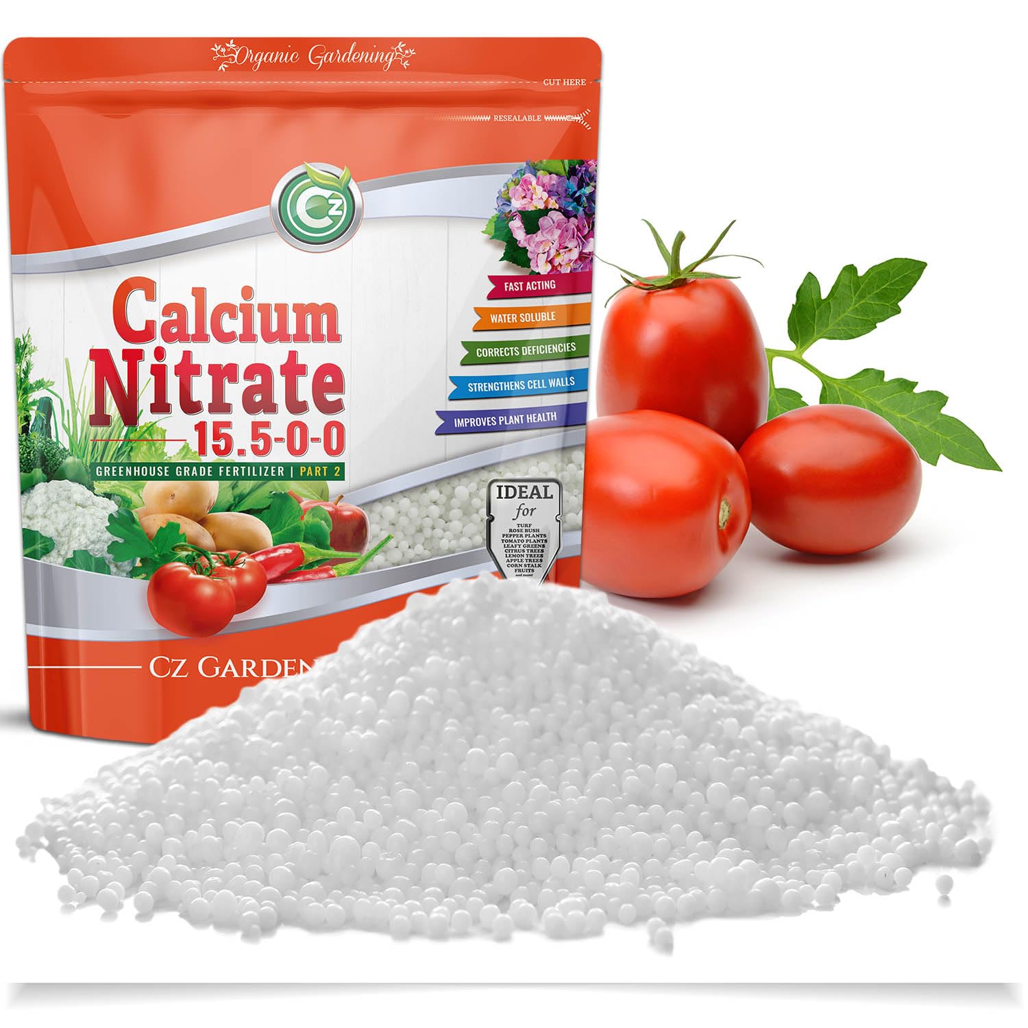 Cz Garden Calcium Nitrate bag front showing packaging for greenhouse use