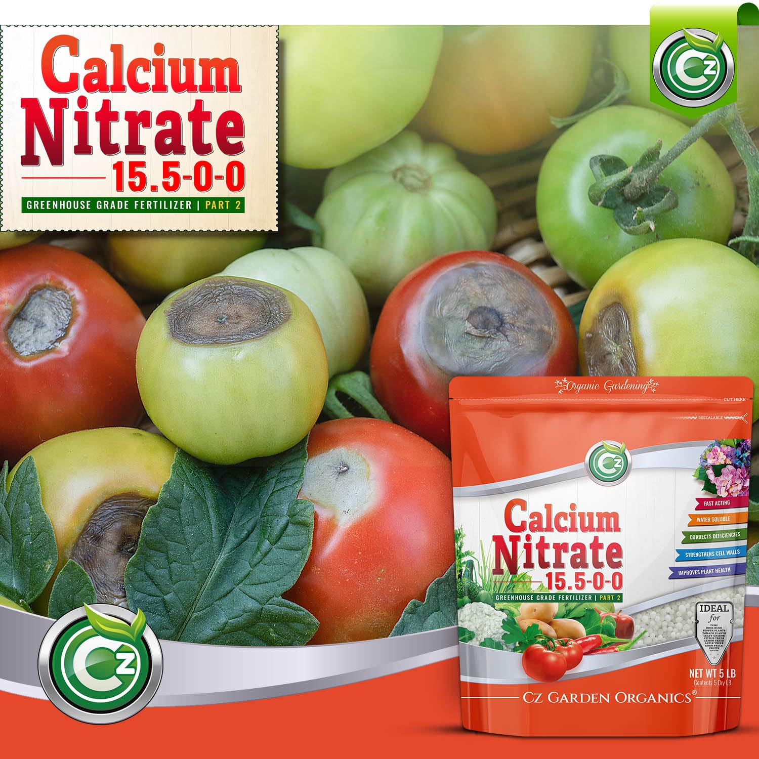 Cz Garden Calcium Nitrate resealable pouch open for measuring