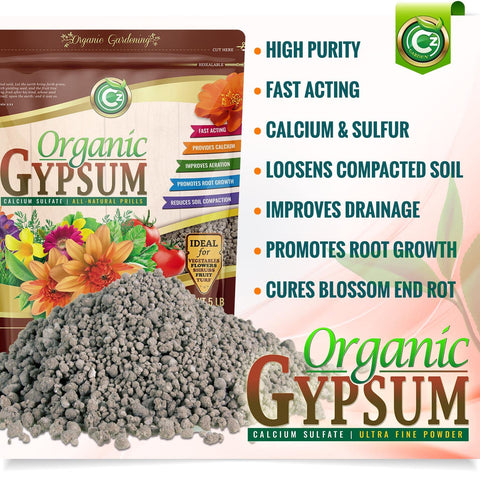 Close-up of Cz Garden Gypsum Granules showing granular texture for soil amendment.