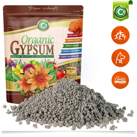 Cz Garden Gypsum Granules manufactured in the USA for calcium and sulfur delivery.