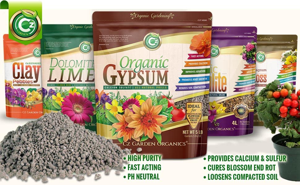 Cz Garden Gypsum Granules stored in a resealable pouch for long-term use.