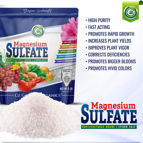 Cz Garden OMRI-listed epsom salt adds confidence for organic-inspired gardens.