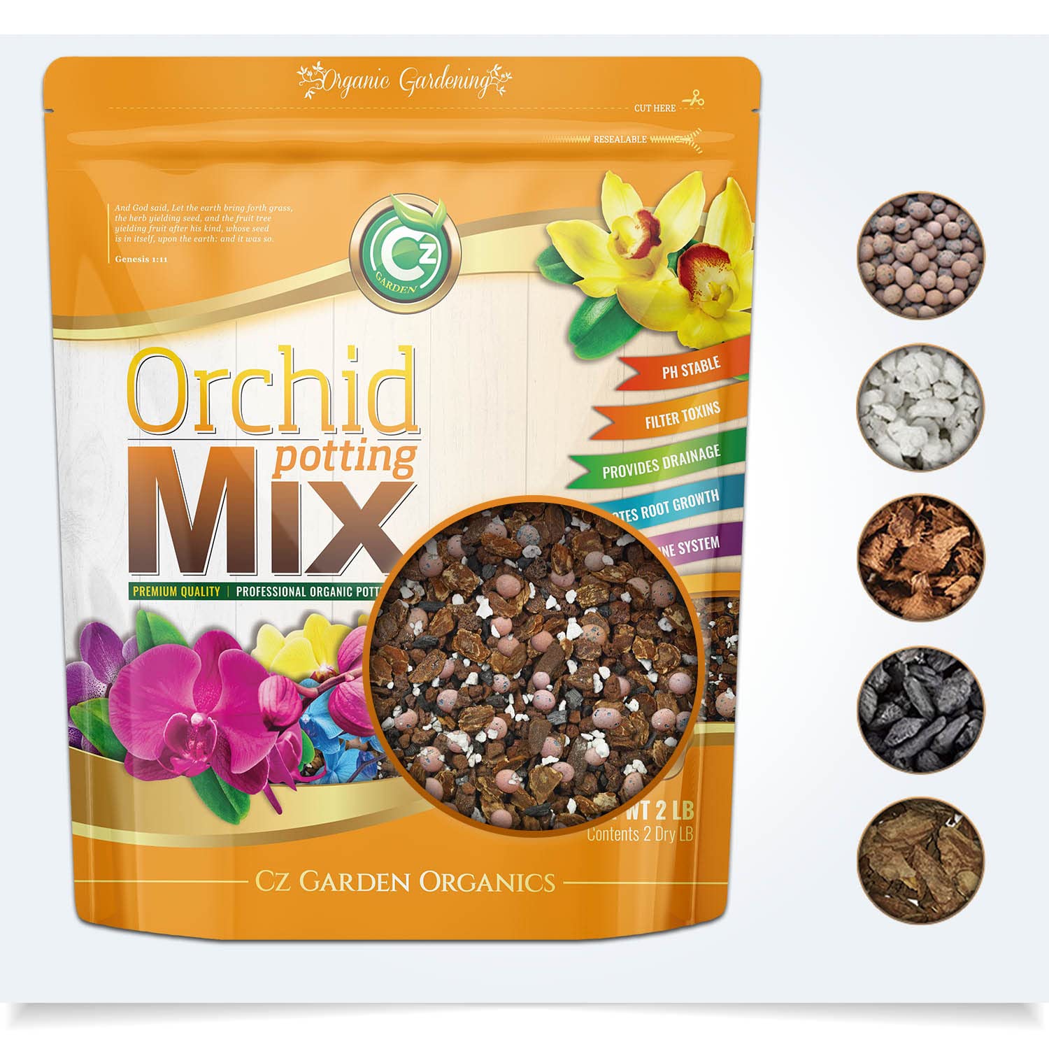 Cz Garden Orchid Potting Mix fir bark closeup for improved drainage