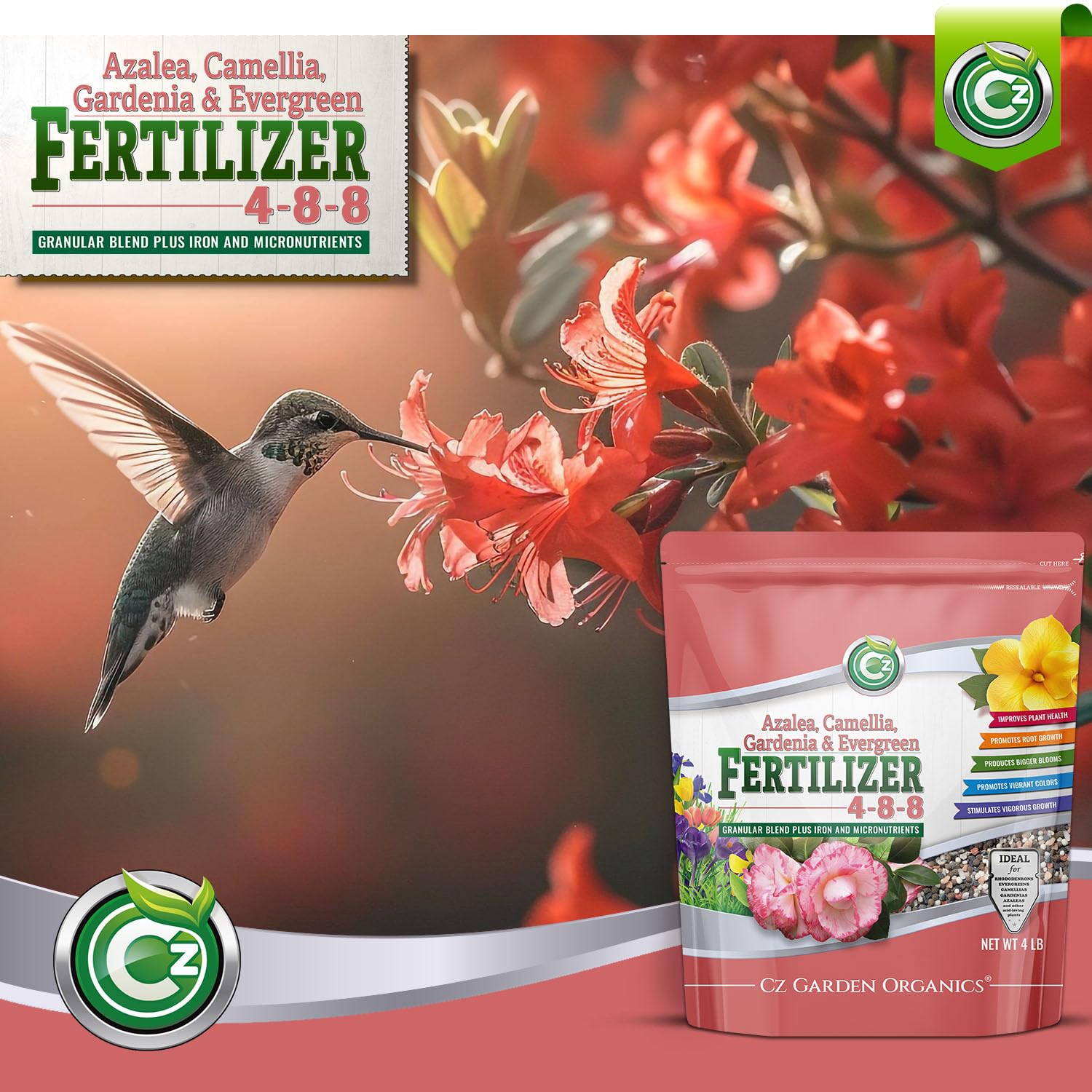 Cz Garden Supply 4-8-8 Indoor/outdoor use suitable for containers and beds.