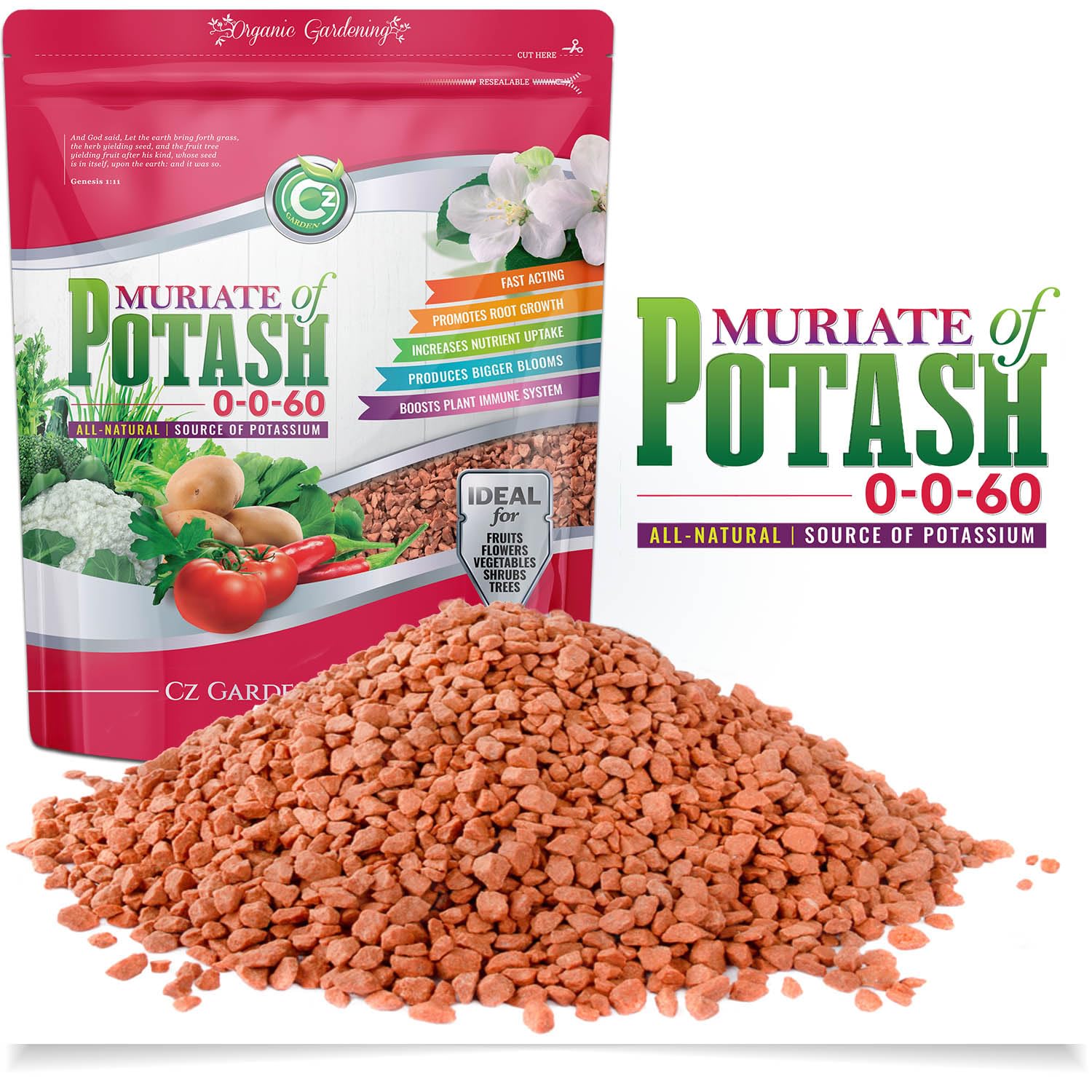 Cz Garden Supply Muriate of Potash bag close-up for premium potassium nutrition.