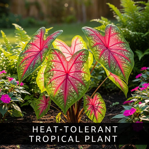 CZ Grain Border planting with pink Princess Caladium adds texture.