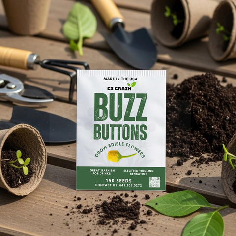 CZ Grain Buzz Button Seeds authentic, high-quality packaging