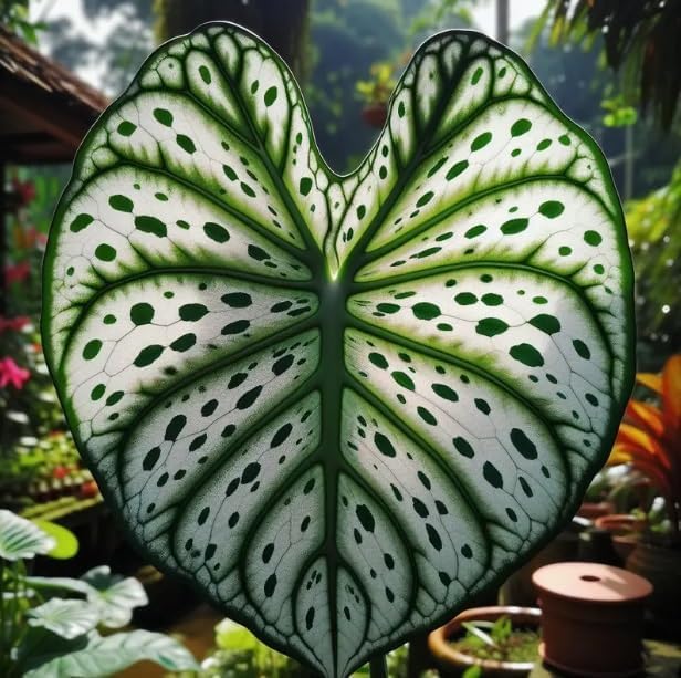 CZ Grain caladium bulbs in fancy green and white for planting, vibrant foliage ready to grow