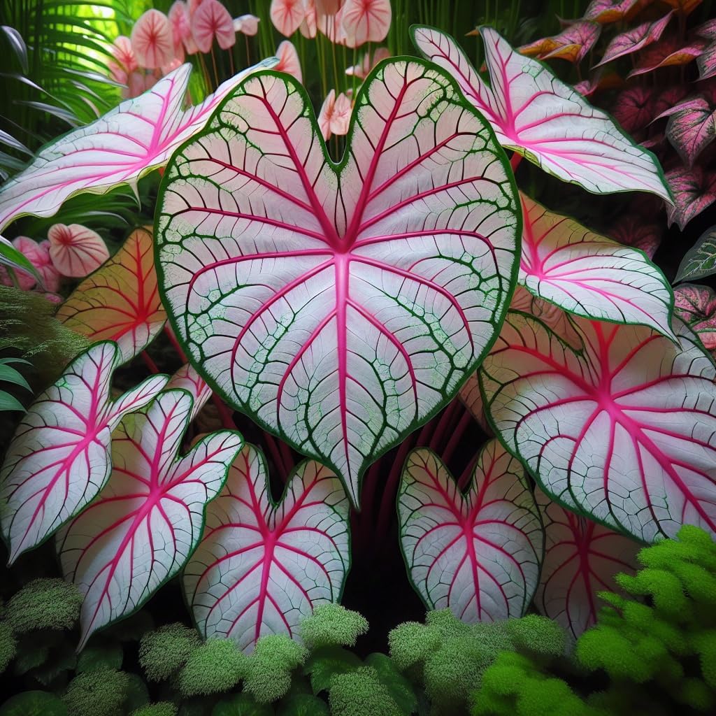 CZ Grain Fiesta Caladium bulbs display stunning color for warm-season container displays.