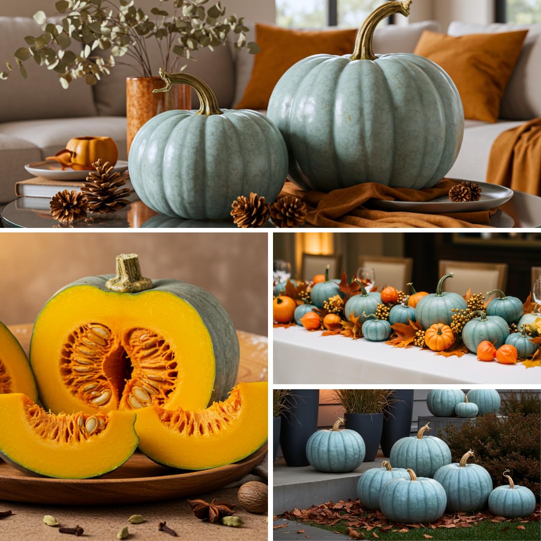 CZ Grain Jarrahdale pumpkins with blue skin for distinctive fall displays
