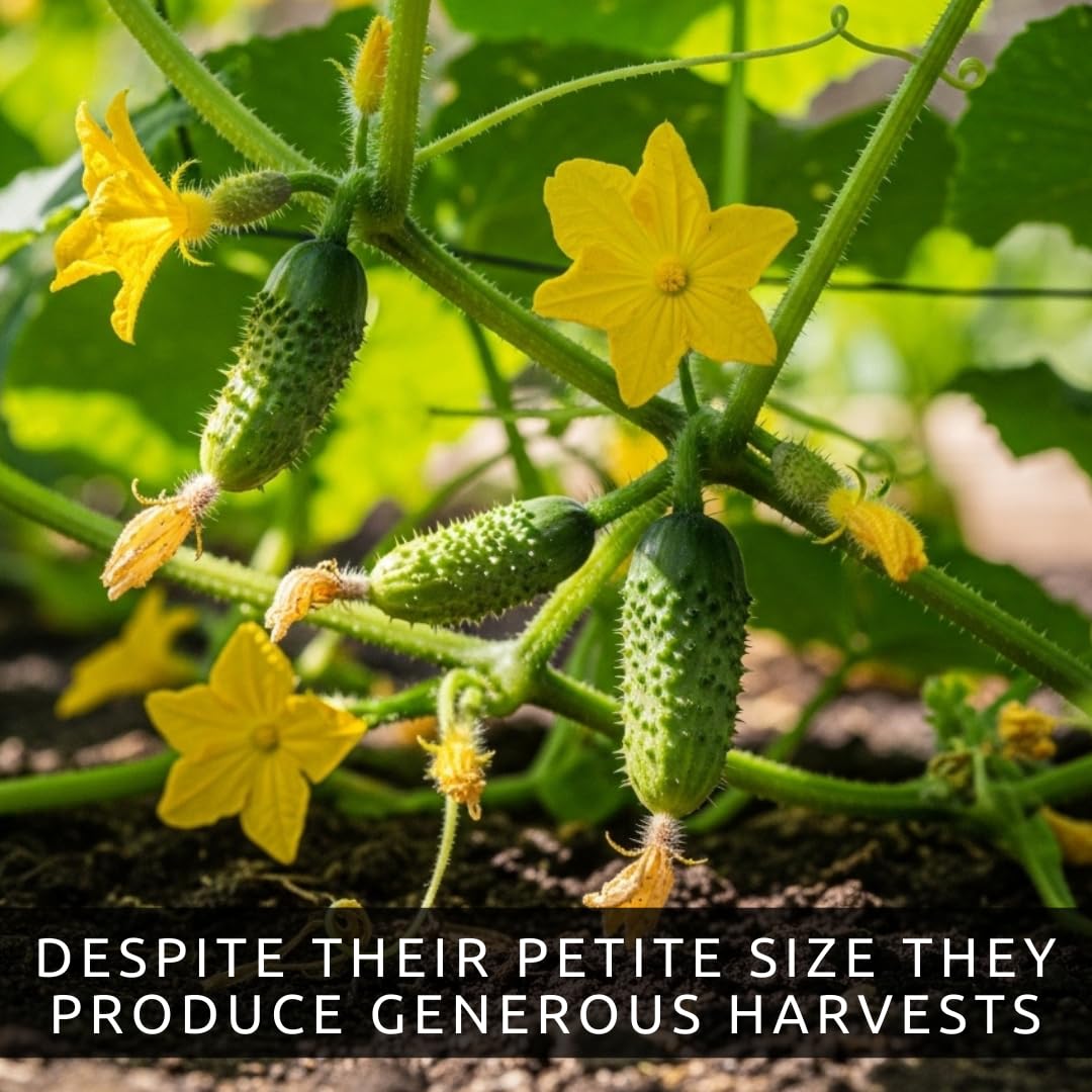 CZ Grain Mini Me cucumbers thriving on a balcony container for small-space growing.
