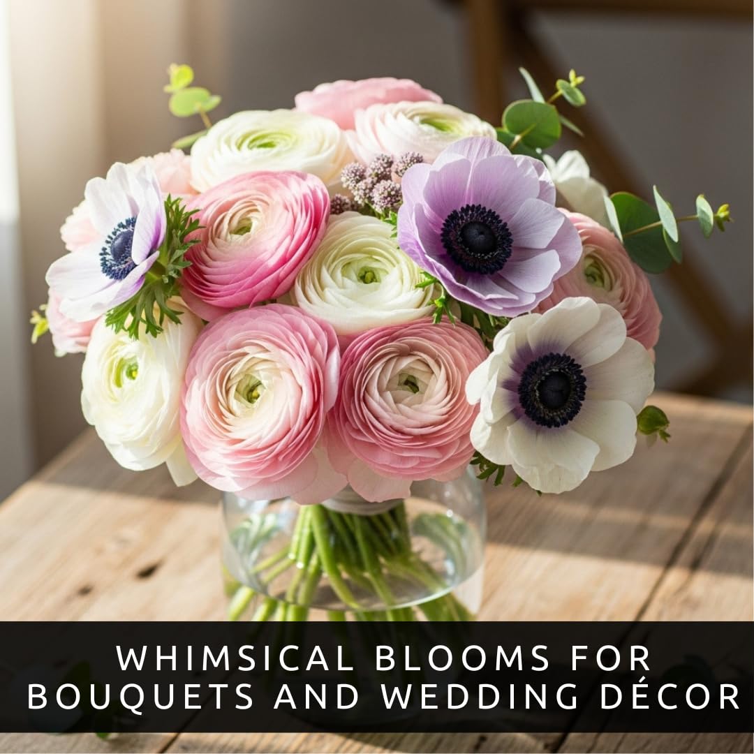 Pastel ranunculus and anemone colors enhance borders with easy-care bulbs.