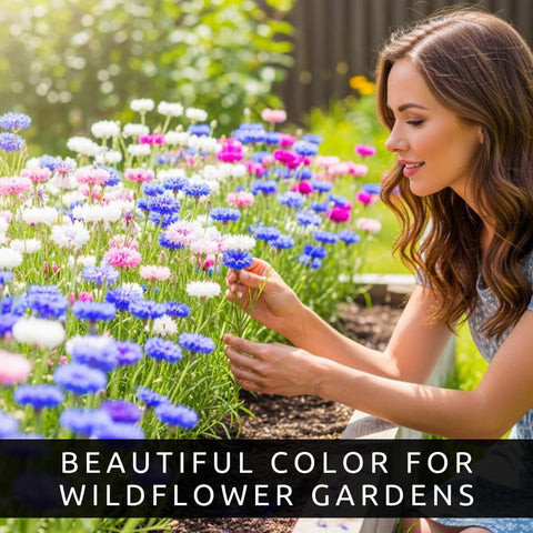 CZ Grain pollinator-friendly bachelor button attracts bees.