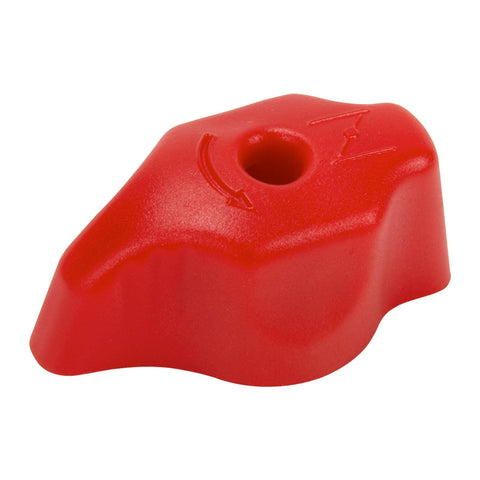 Czarixa red choke shaft knob close-up showing a secure non-slip grip.