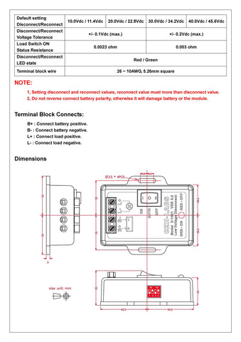 CZH-LABS LVD terminal-block connection ensures secure battery protection.