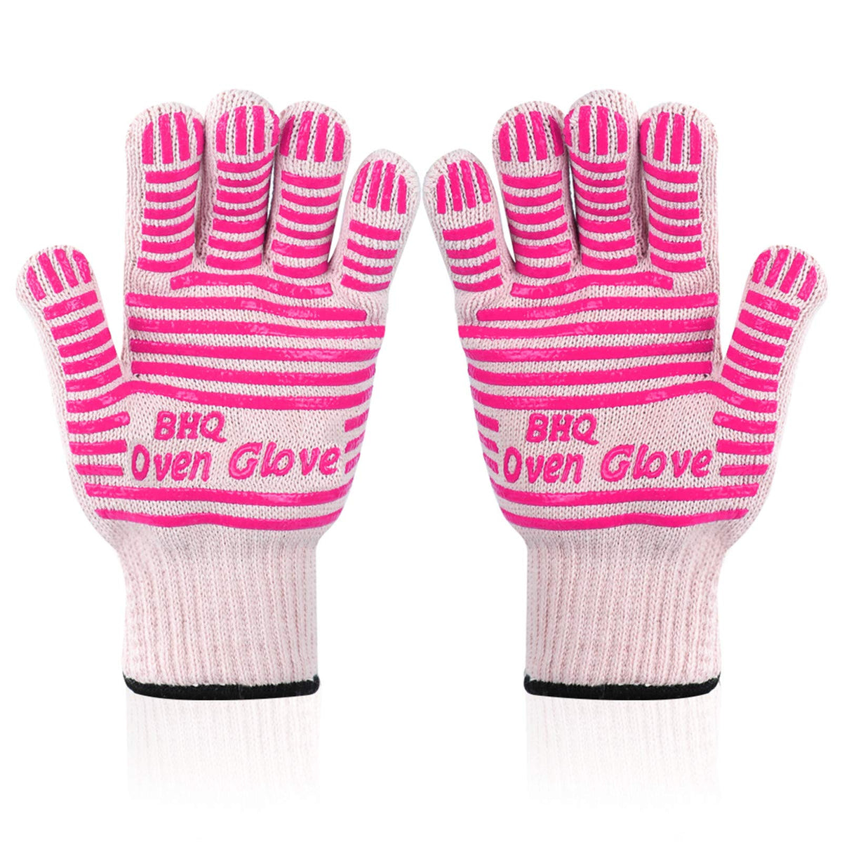 CZSYZCZS extreme heat gloves pink closeup highlighting raised grip for safe handling.