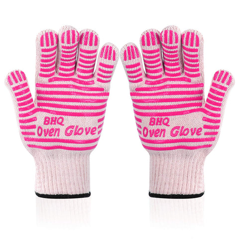 CZSYZCZS extreme heat gloves pink closeup highlighting raised grip for safe handling.