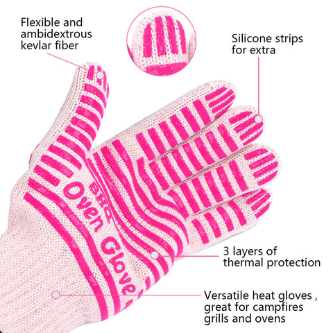 CZSYZCZS extreme heat gloves pink flexible cuff supports dexterity.