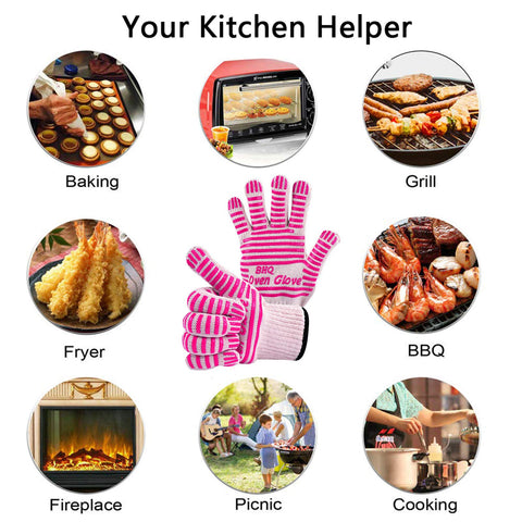 CZSYZCZS extreme heat gloves pink non-slip grip improves cooking control.
