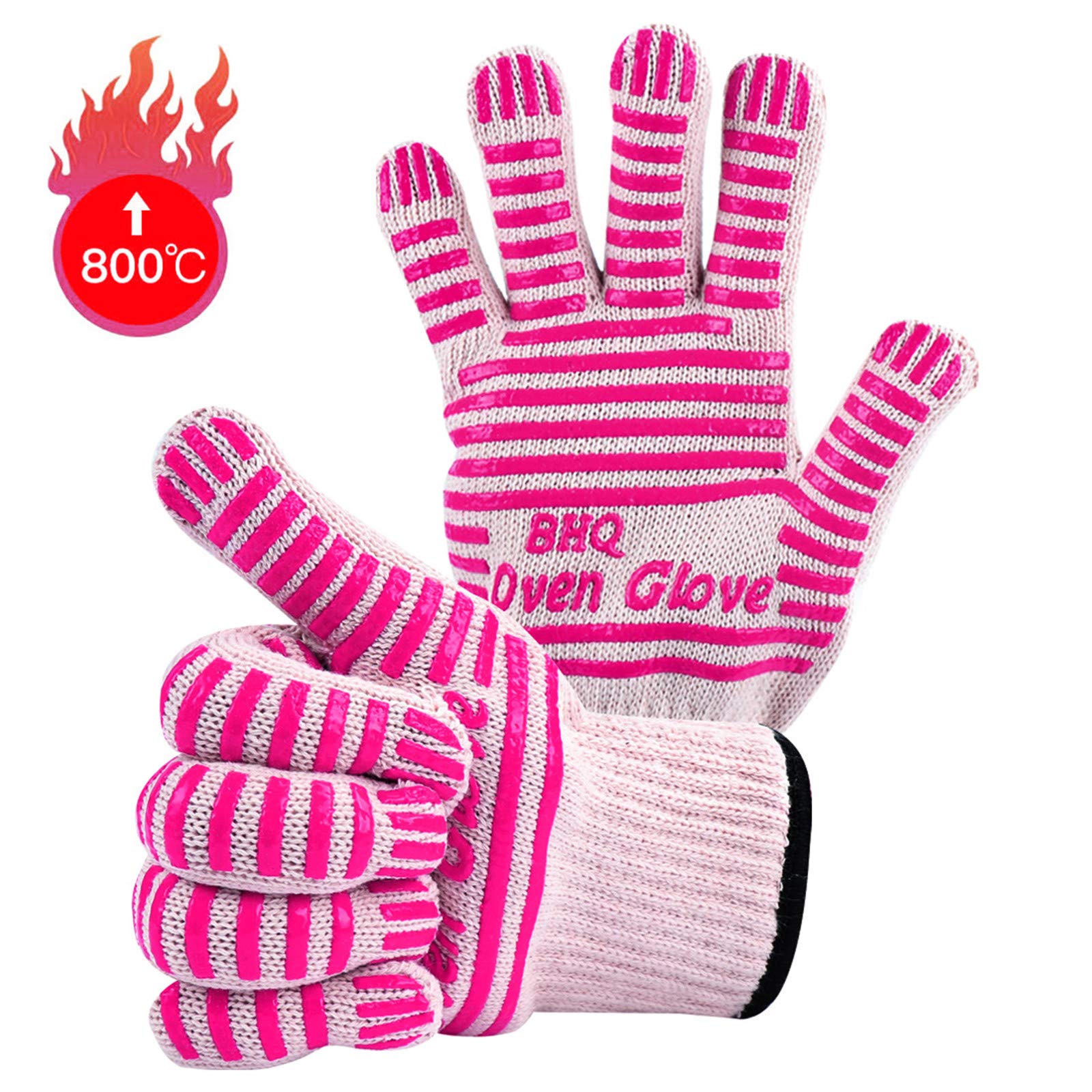 CZSYZCZS extreme heat gloves pink on-hand use for oven and grill.