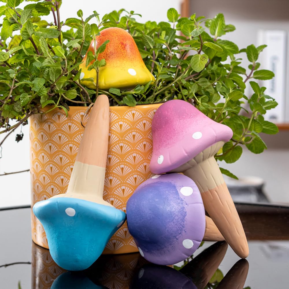 CZWL&HG fantasy mushroom watering spikes in a 4-pack keeping plants hydrated.