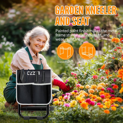 CZZXI garden kneeler as seat showing ergonomic height.