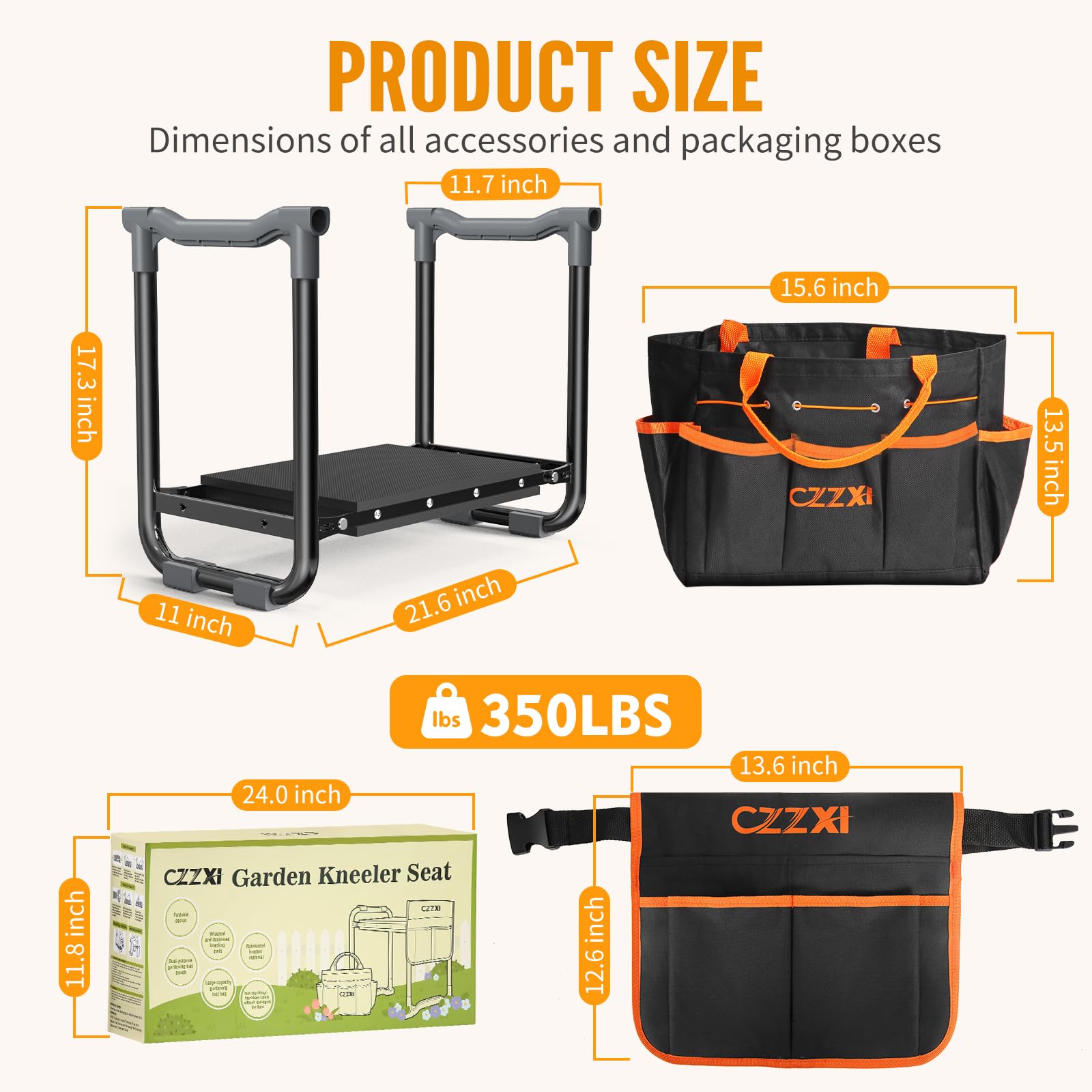 CZZXI Garden Kneeler sturdy frame supports up to 350 lbs for versatile gardening.