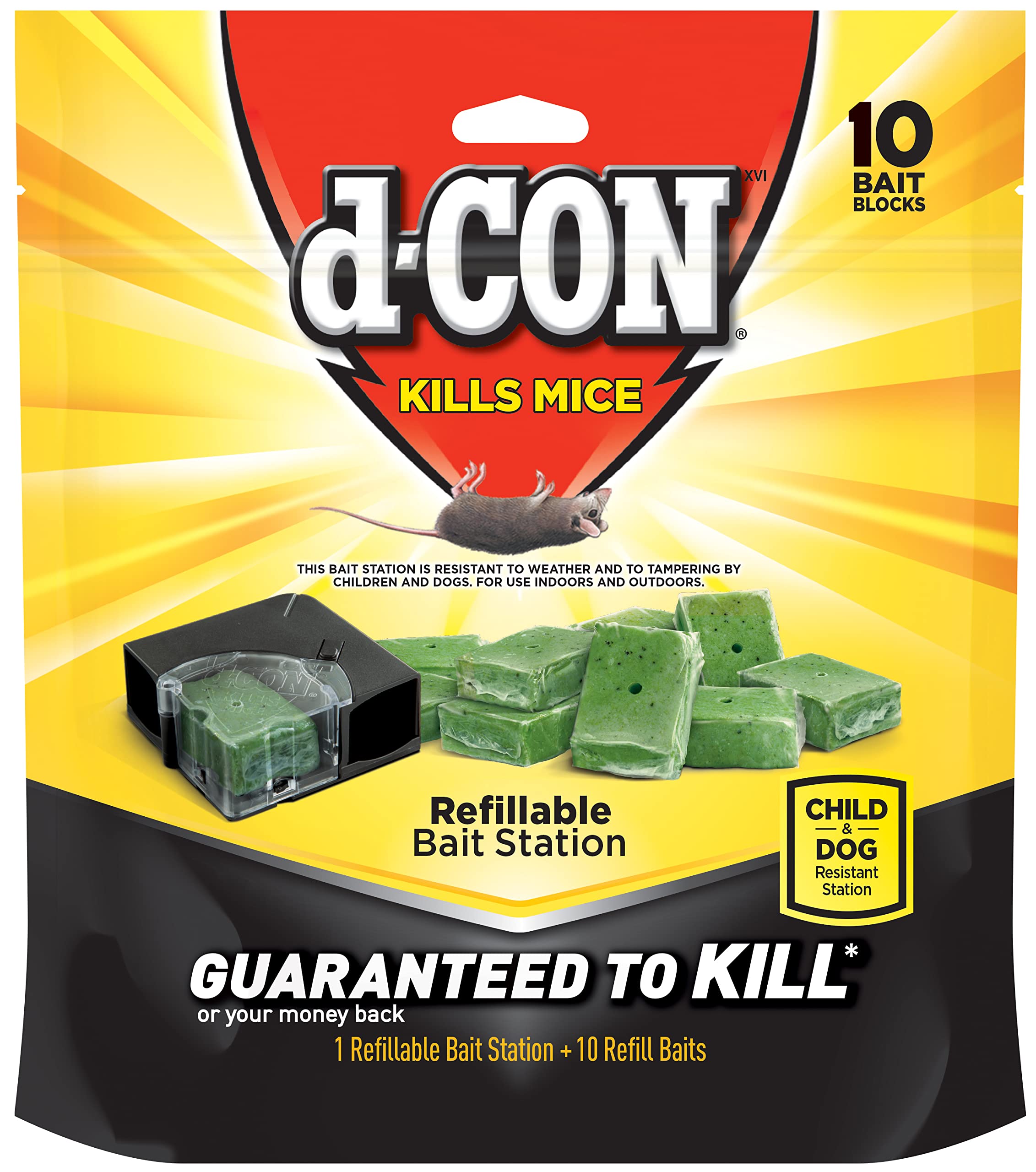 d-Con Corner Fit bait station side view, discreet and tamper-resistant for tight corner spaces.
