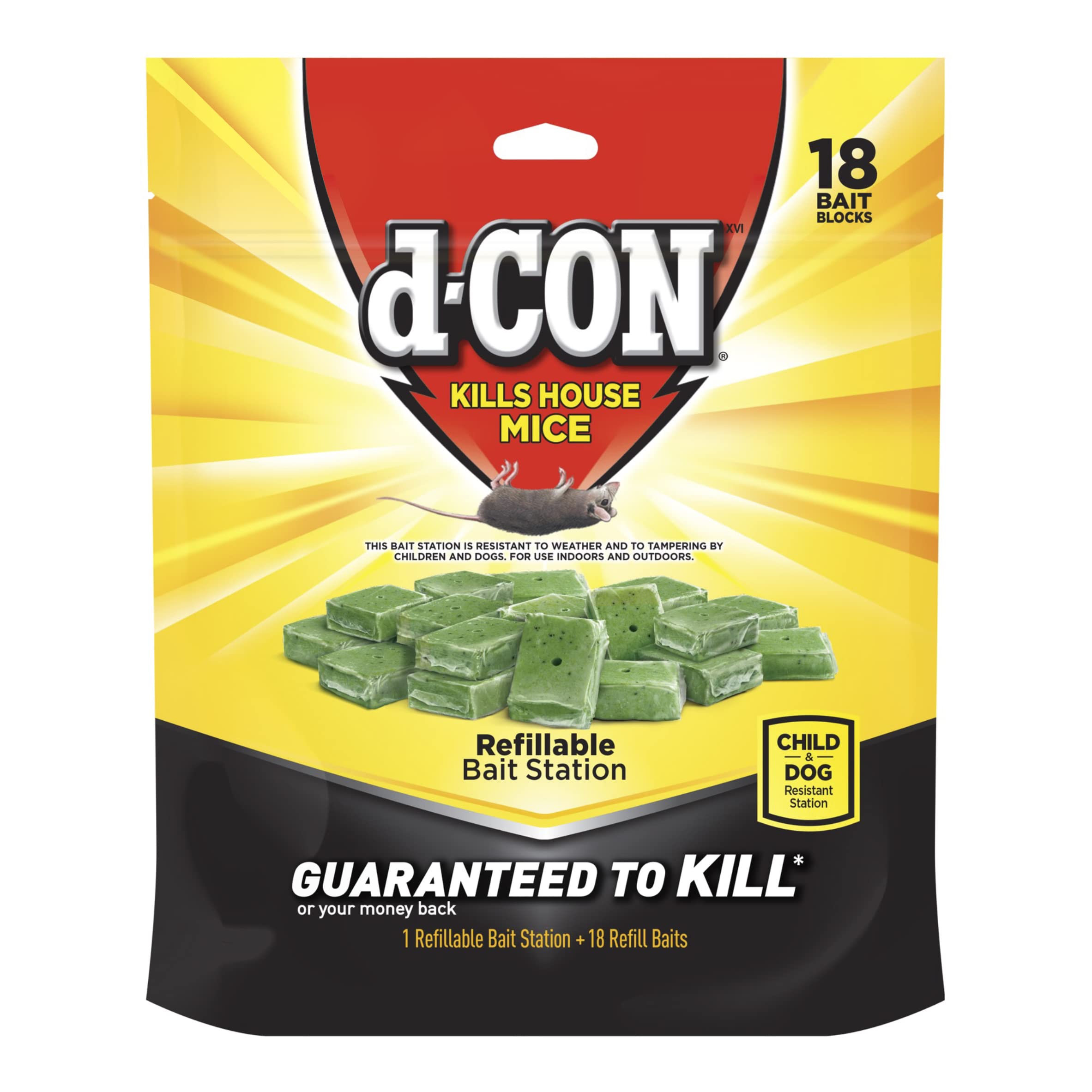 D-Con Corner Fit Station front view showing tamper-resistant bait access for indoor use
