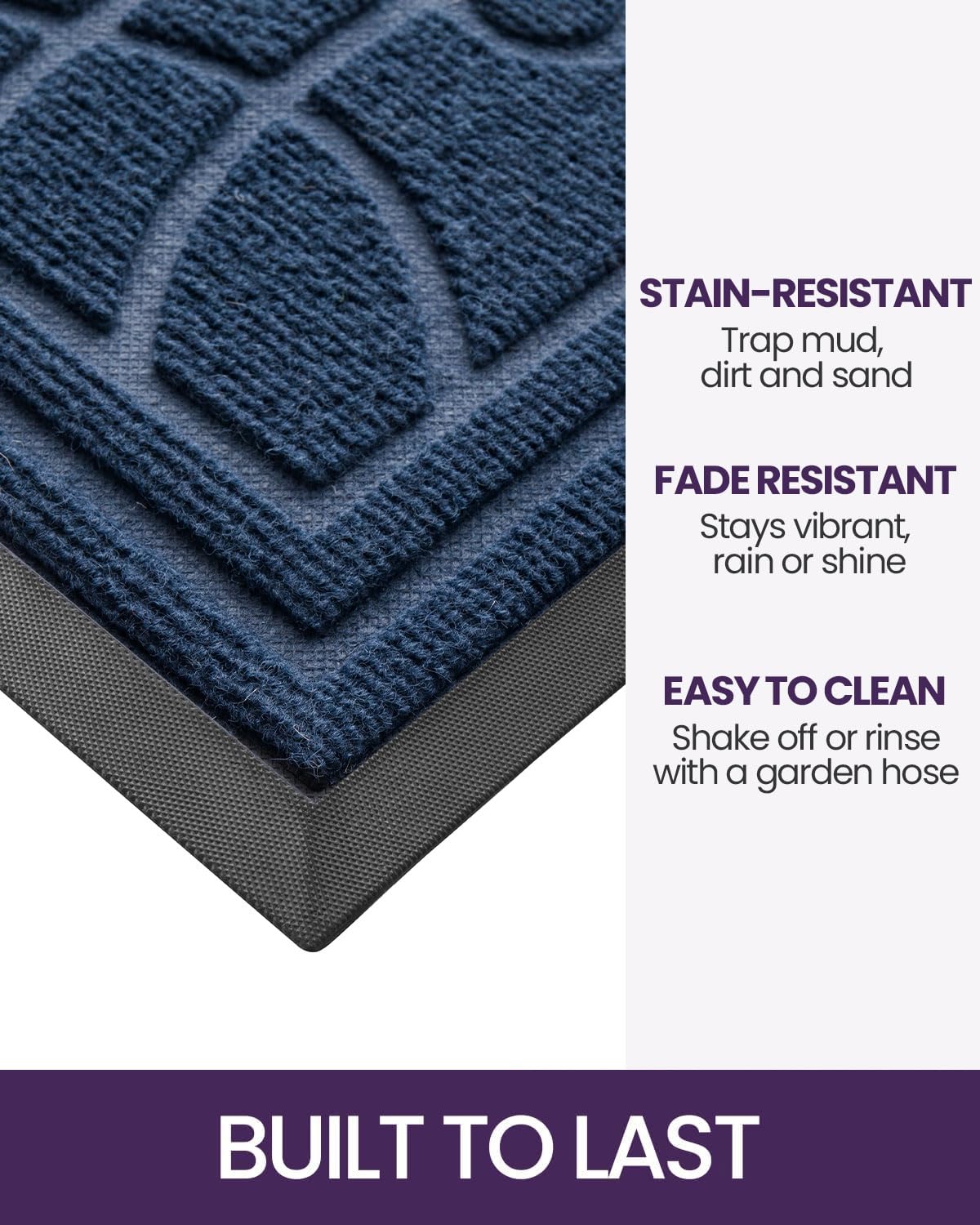 DEXI mat features non-slip backing for secure placement and safety