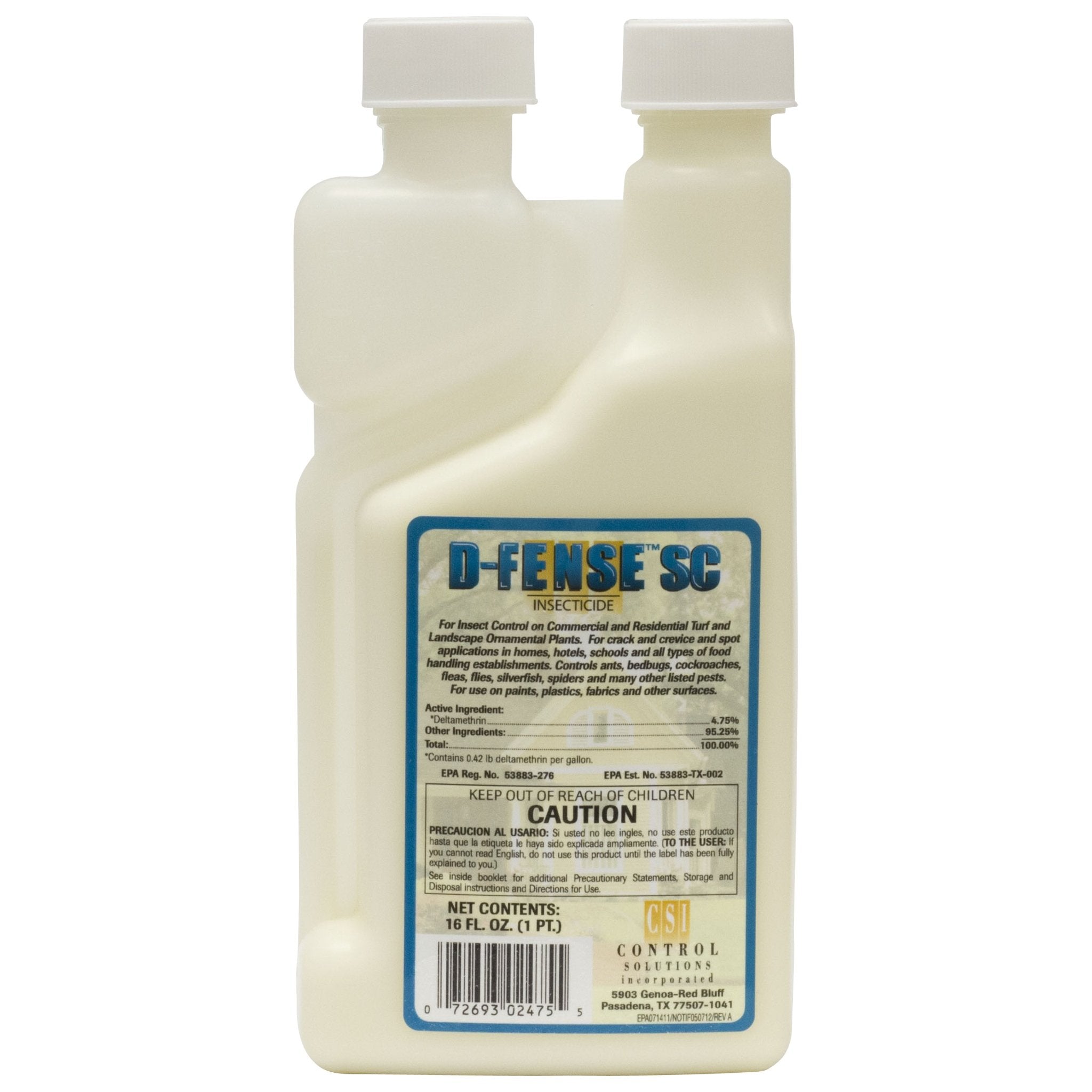 D-Fense SC Deltamethrin pint bottle for indoor spot treatments against pests.