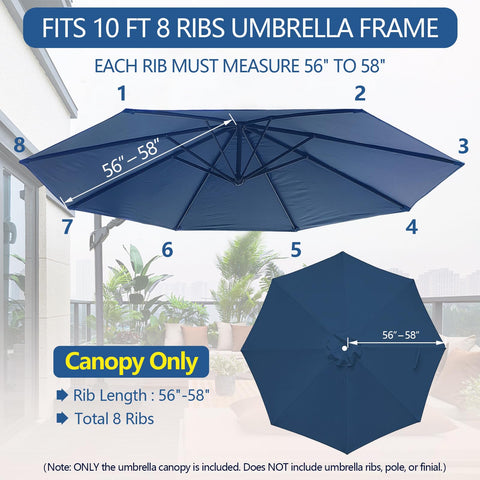 D&ONEHOS 8-rib cantilever-compatible canopy replacement ensures secure fit.